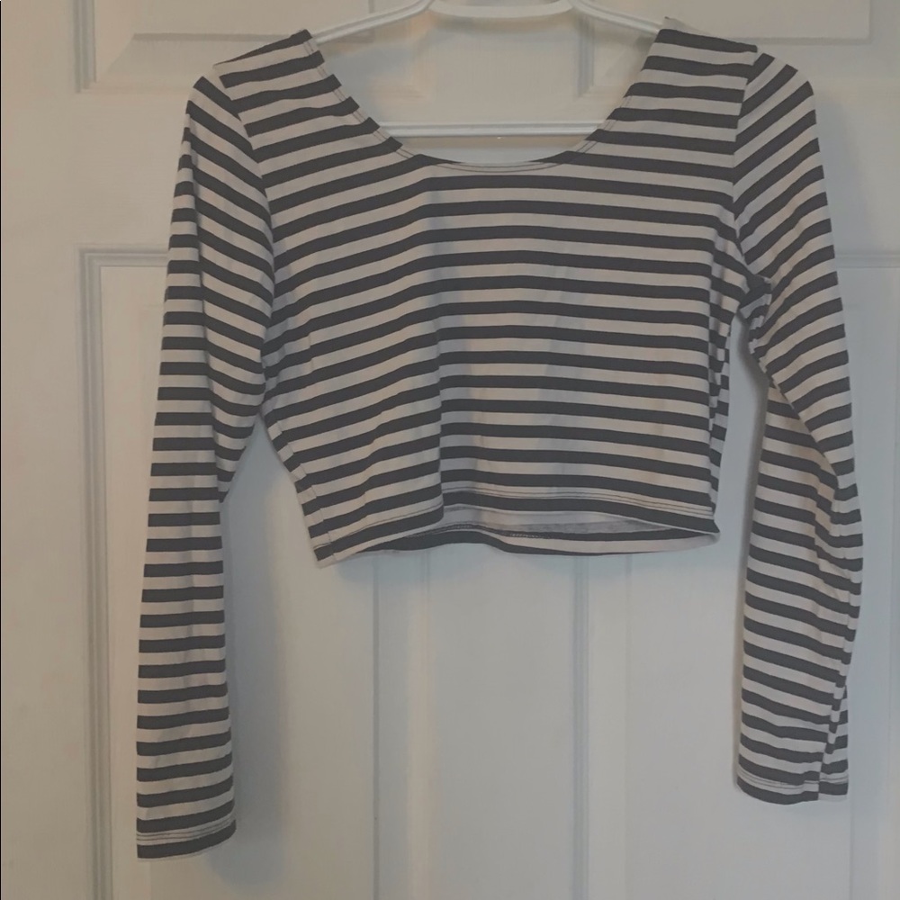 black and white striped crop top